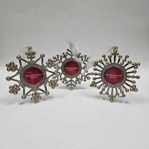 Lof of 3 Jeweled Picture Frame Ornament Rhinestones & Crystals Hang or Stand